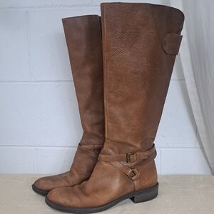 Enzo Angiolini Easaevon Tall Brown Leather Riding Boots Sz9.5